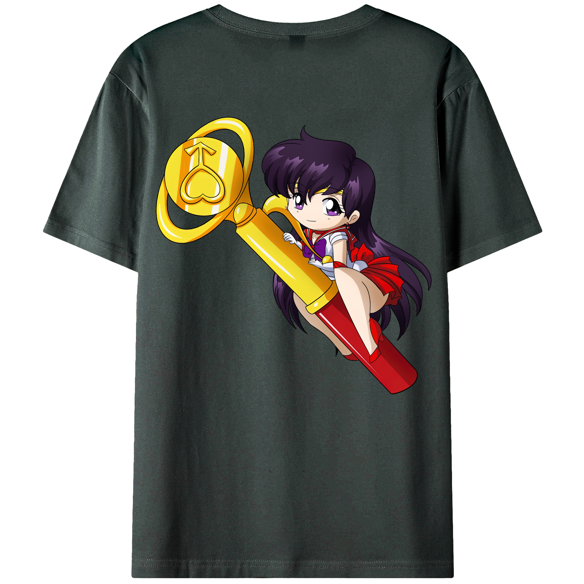 （画像用） 美少女戦士セーラームーン 火野レイ ひの レイ Sailor Moon Hino Rei （セーラーマーズ,Sailor Mars） 綿100％ メンズ半袖Tシャツ（バックプリント） 通気性